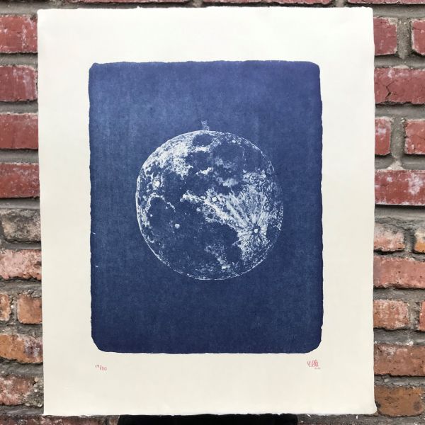 “Blue Moon” New lithograph on stone by Charlotte Le Bon
