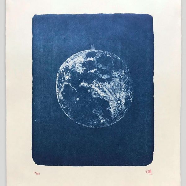 “Blue Moon” New lithograph on stone by Charlotte Le Bon